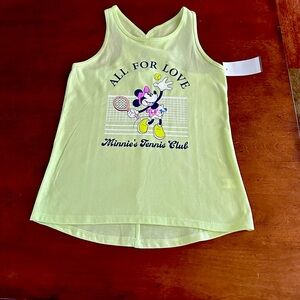 Disney Minnie Mouse Tennis Club lime green razor back tank shirt